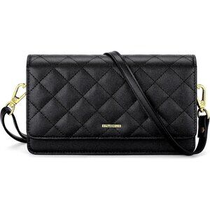 Women's 8 - Checkered Black Leather Imported Cellphone Purse Crossbody Bags